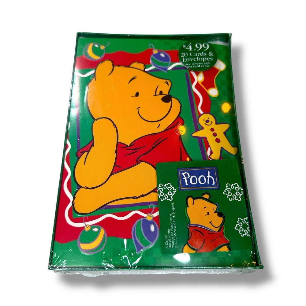 Vintage 1999 Winnie the Pooh Gingerbread 20 Christmas Cards & Envelopes Unopened